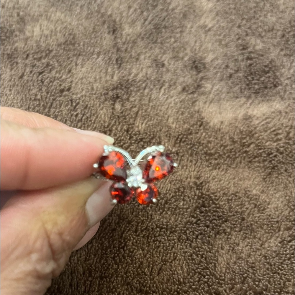 Red 925 Garnet Butterfly Ring